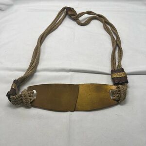 Vintage Large Brass Buckle Belt Women’s L Rope Braided Brown Boho